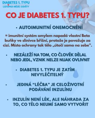 💙 Listopad – měsíc osvěty diabetu 1. typu. Cukrovka 1. typu není o zákazu sladkostí. Je o odvaze, každodenní kontrole,...